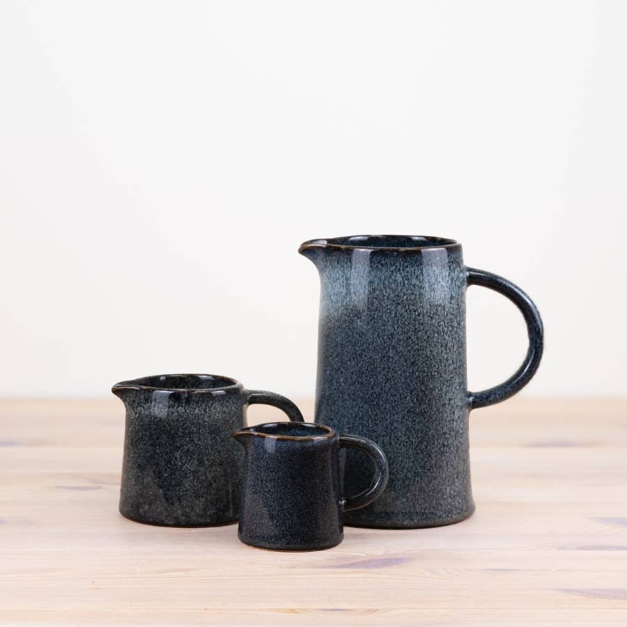 Glazed Blue Two Tone Jug,  13cm