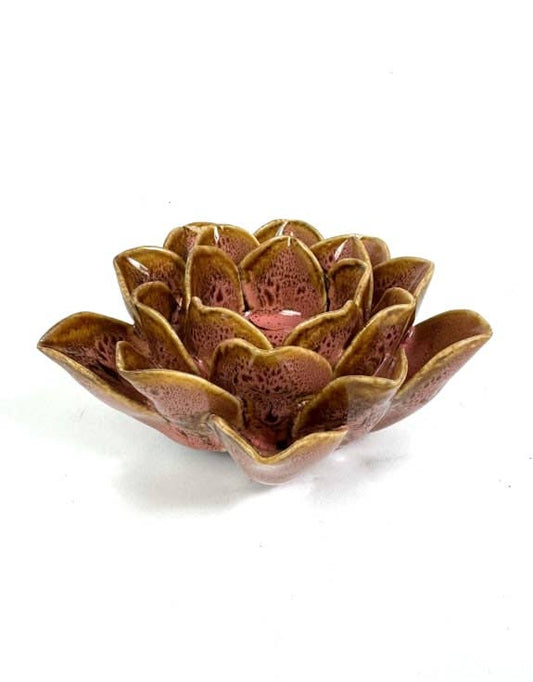 Mottled Pink Floral Ceramic Tealight Holder
