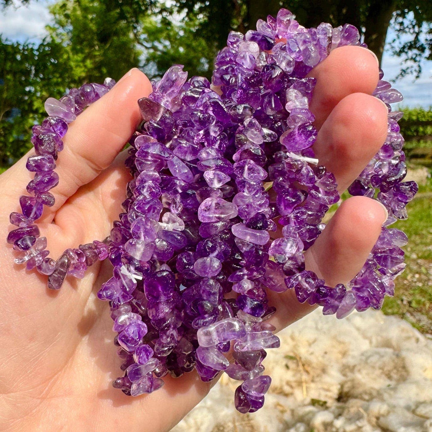 Crystal chip bracelet stretch bracelet gemstone jewelry elf: Dream Amethyst
