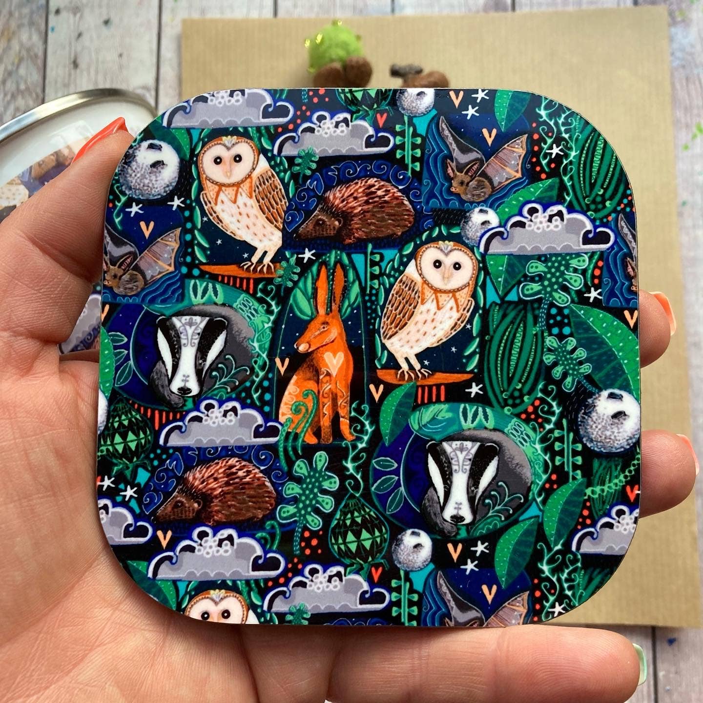 Woodland Animal Coaster, Animal Pattern, Wildlife Coaster.
