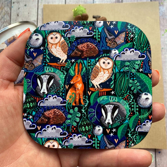 Woodland Animal Coaster, Animal Pattern, Wildlife Coaster.