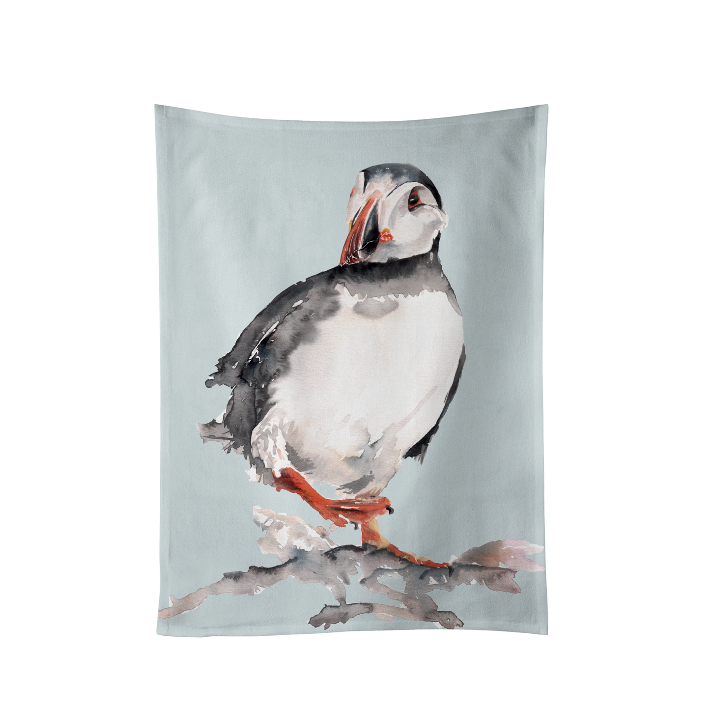 Puffin Tea Towel with Watercolour Design