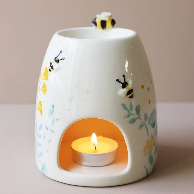 Floral Ceramic Wax Warmer Dusky Pink