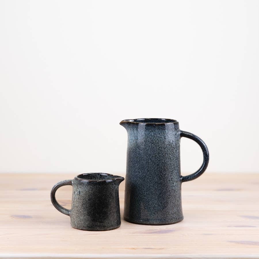 Glazed Blue Two Tone Jug,  13cm