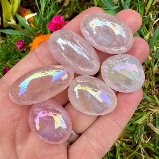 Tumble Rose Aura 15-25mm Rose Aura Quartz pink