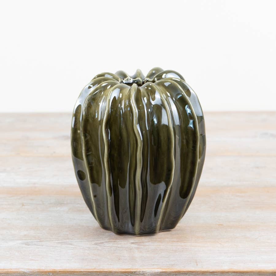 Olive Green Pod Vase, 18cm