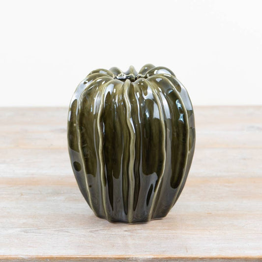 Olive Green Pod Vase, 18cm