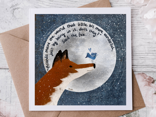 "Friends" Friendship Greeting Card by Fox Under The Moon: Naked (no cello wrapping)