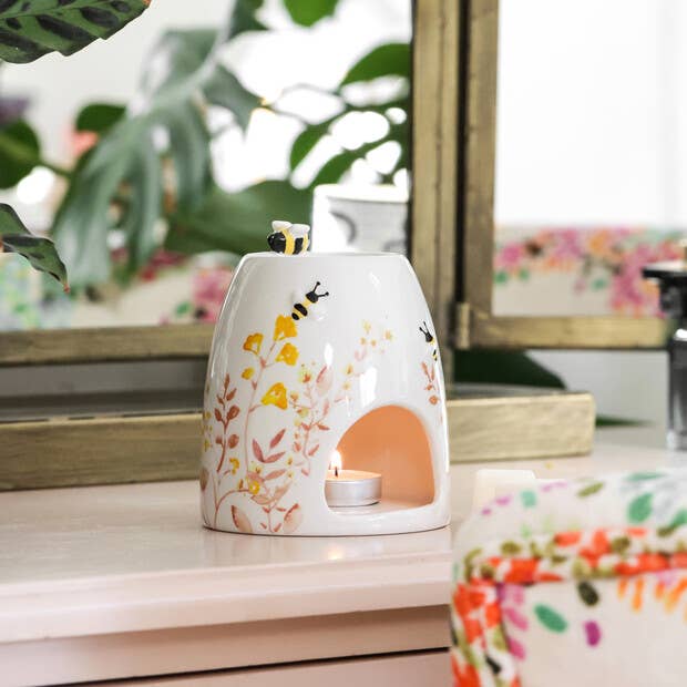 Floral Ceramic Wax Warmer Dusky Pink