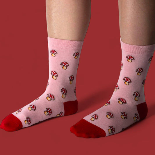 Marvellous Mushrooms: Pink Ladies Bamboo Socks