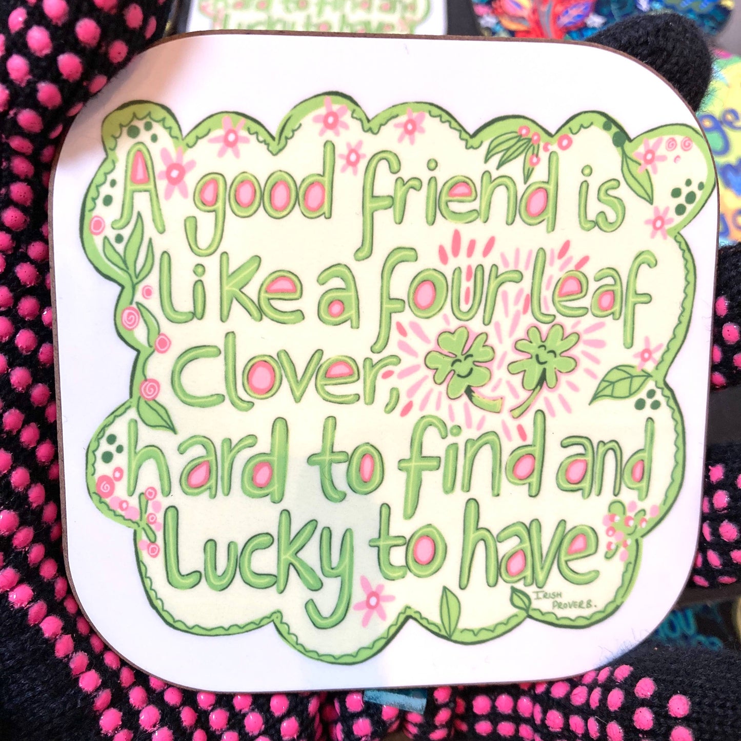 Friendship Quote Coaster, Four Leaf Clover Quotes…
