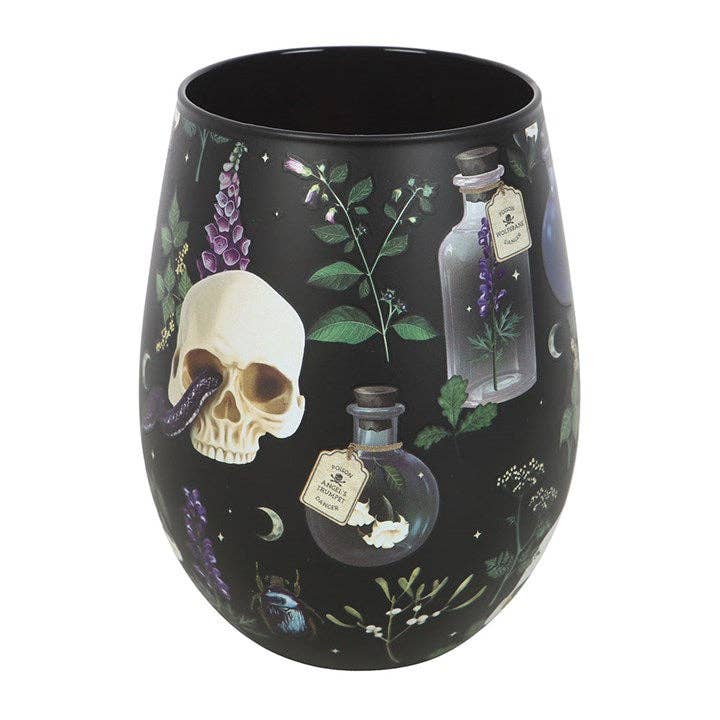 Venom & Vines Gothic Skull Print Stemless Glass