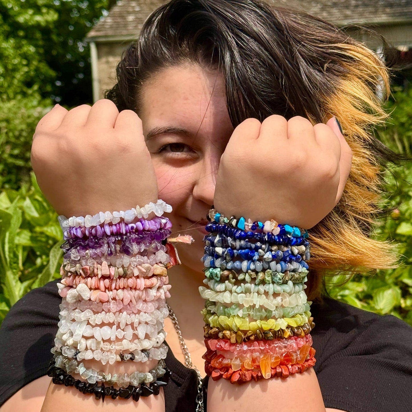 Crystal chip bracelet stretch bracelet gemstone jewellery Cherry Quartz