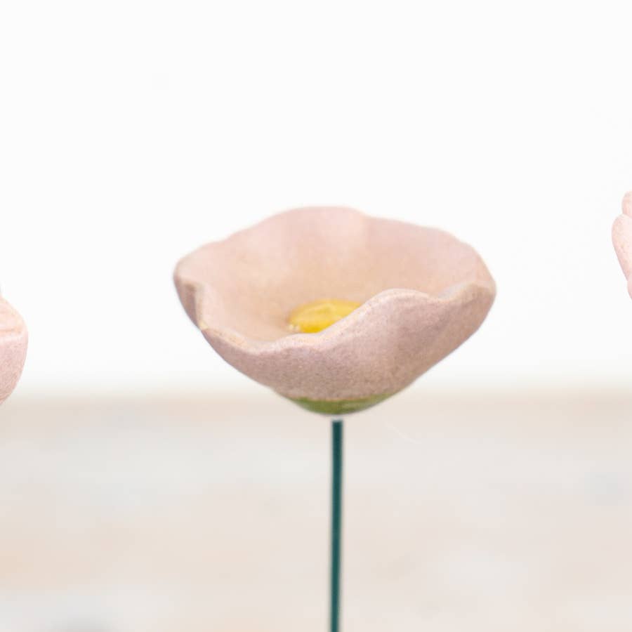 3/A Pink Poppy Flower Stake, 28cm