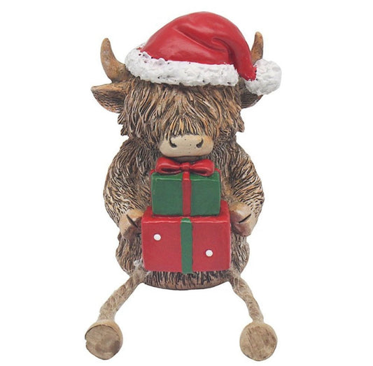 Highland Cow Christmas Figurine