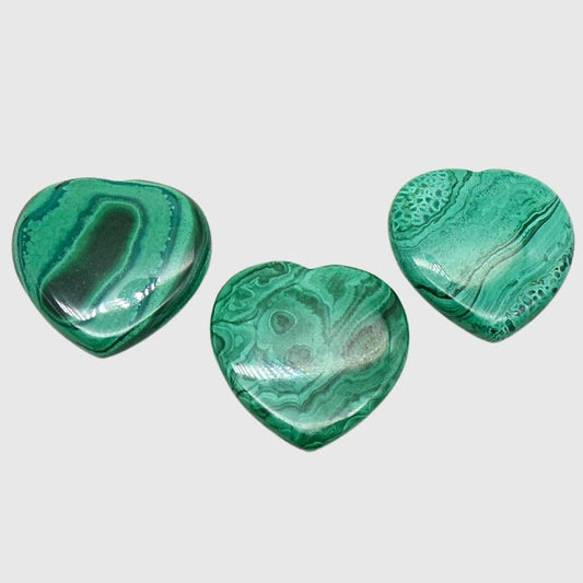 Malachite Flat Polished Heart (Appr 28mm)