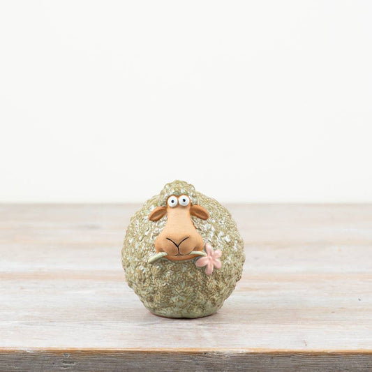 Sheep with Flower in Mouth Deco, 10.8cm