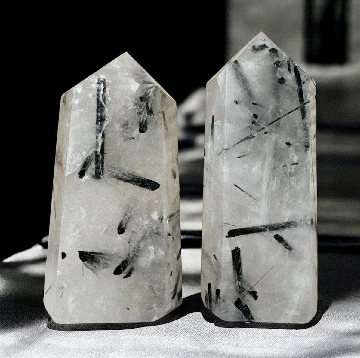 Tourmalinated Quartz Tower with Black Tourmaline: Product Only