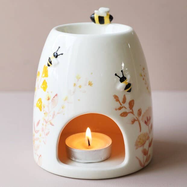 Floral Ceramic Wax Warmer Dusky Pink