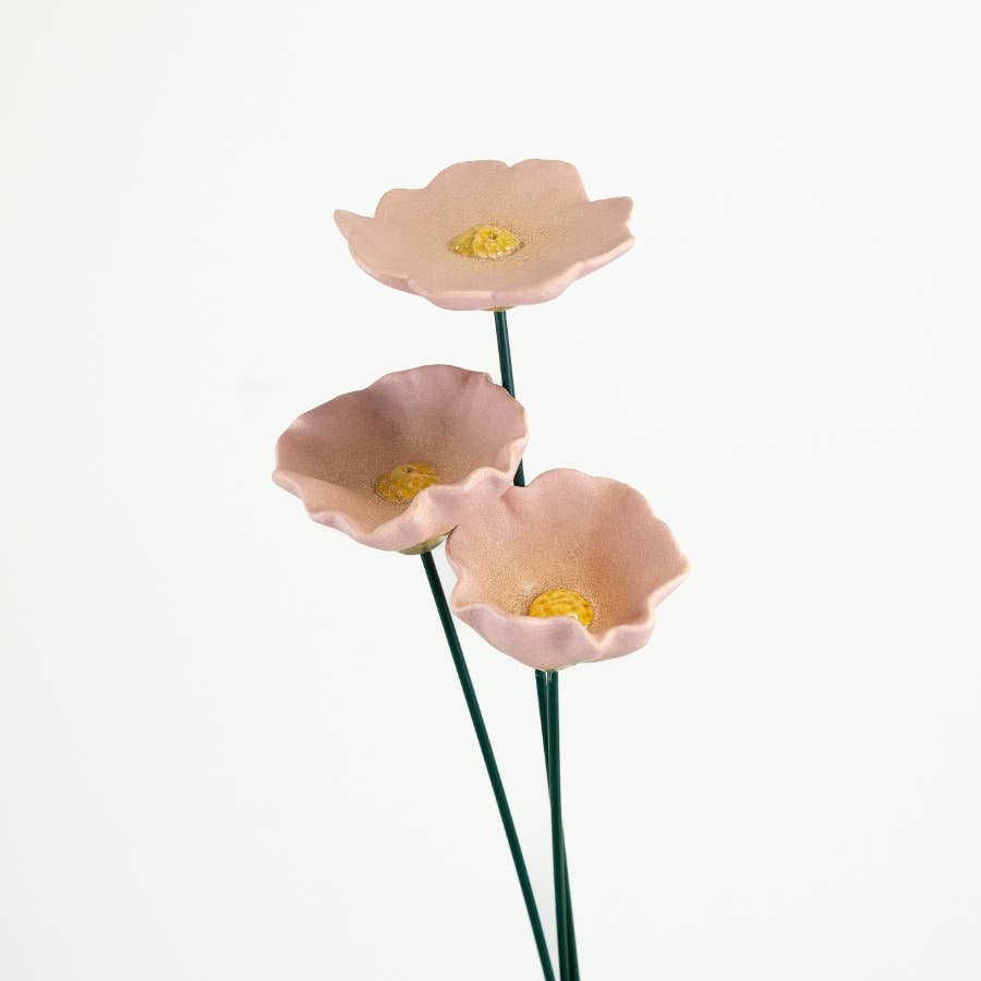 Flower Poppy Garden Stake, 50cm