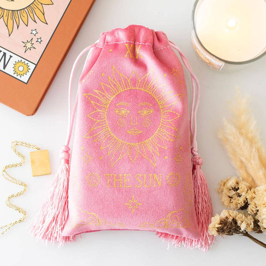The Sun Vintage Tarot Card Velvet Drawstring Bag