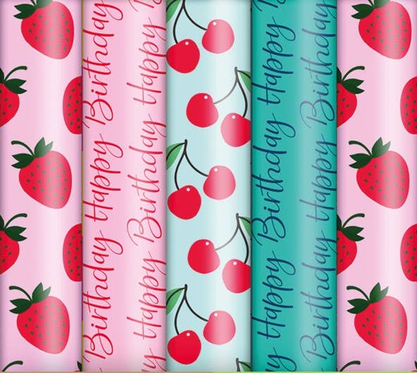 Eco-friendly FSC® sustainable Roll Wrap Paper Secret Garden : Strawberries