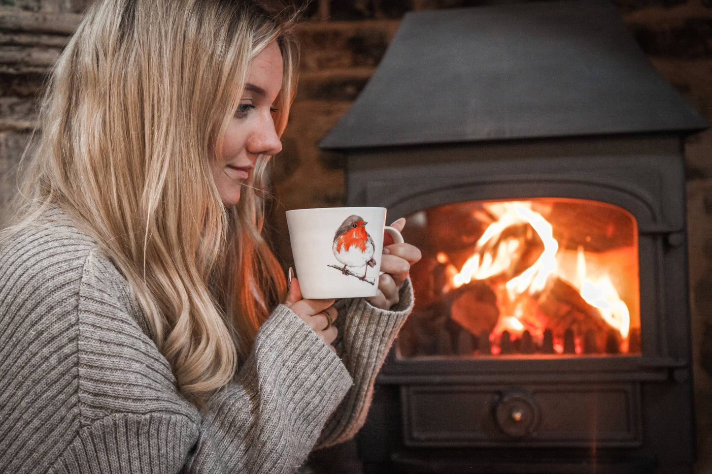 'The Hearth' Robin Design Bone China Mug