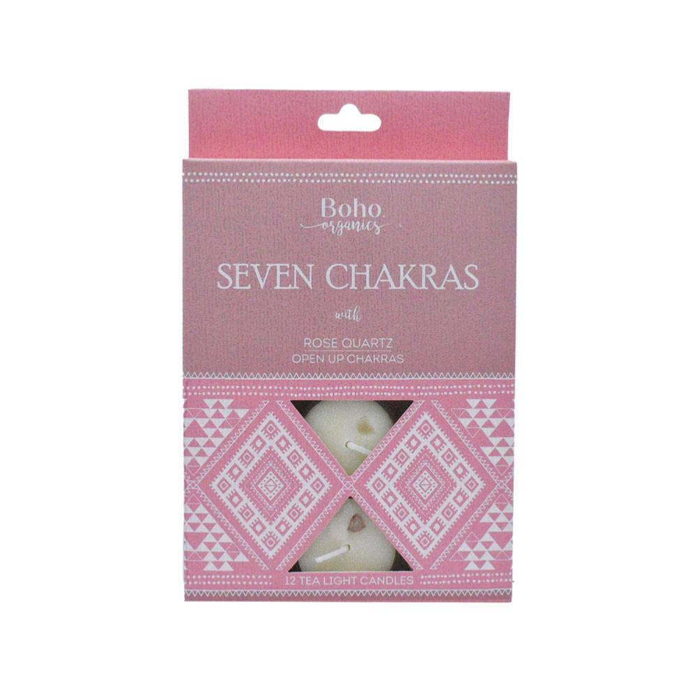 Boho Organics 12 Tea Light Candles Seven Chakras 10g Each