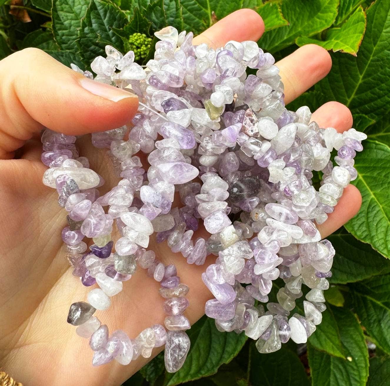 Crystal chip bracelet stretch bracelet gemstone jewelry elf: Dream Amethyst