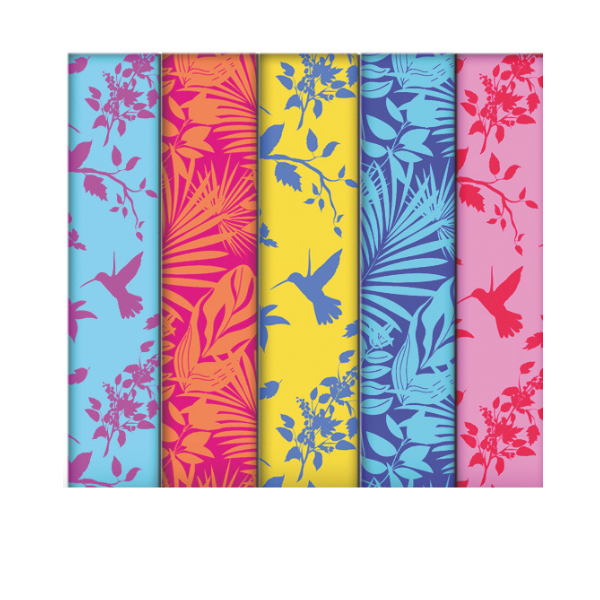 Eco-friendly Birds Blooms FSC™ roll wrap paper (12) Spring: Pink Hummingbird