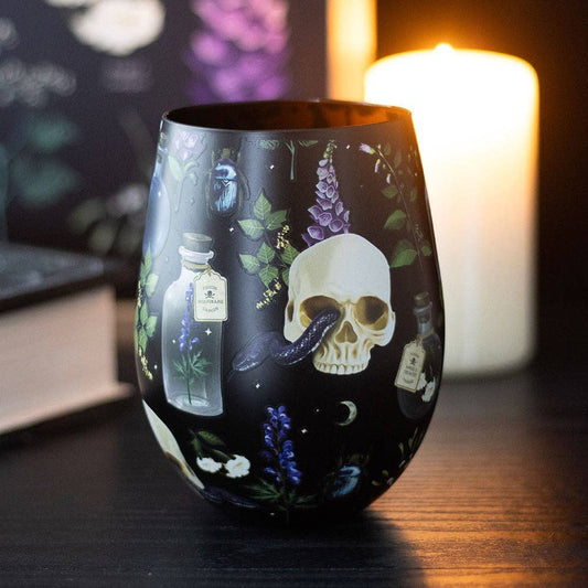 Venom & Vines Gothic Skull Print Stemless Glass