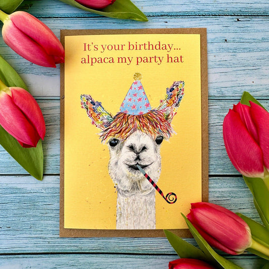 Alpaca Birthday |  Eco Friendly Card Cute Colourful Farm: NAKED
