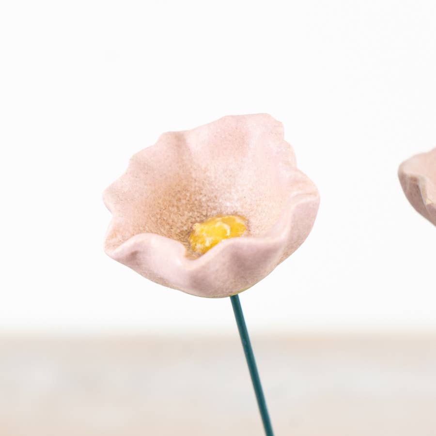 3/A Pink Poppy Flower Stake, 28cm