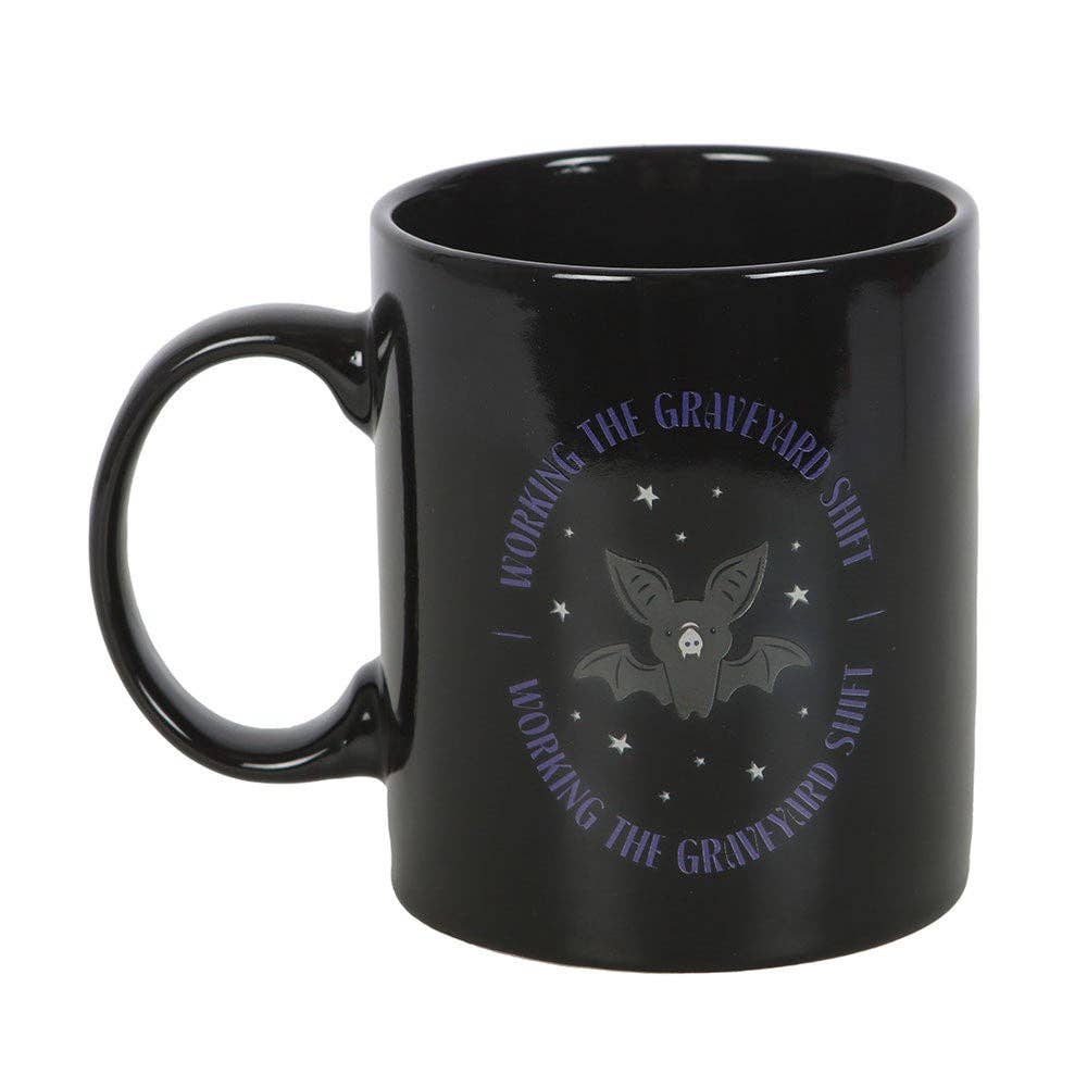 Graveyard Shift Halloween Bat Mug