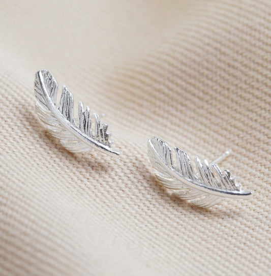 Sterling Silver Feather Earrings