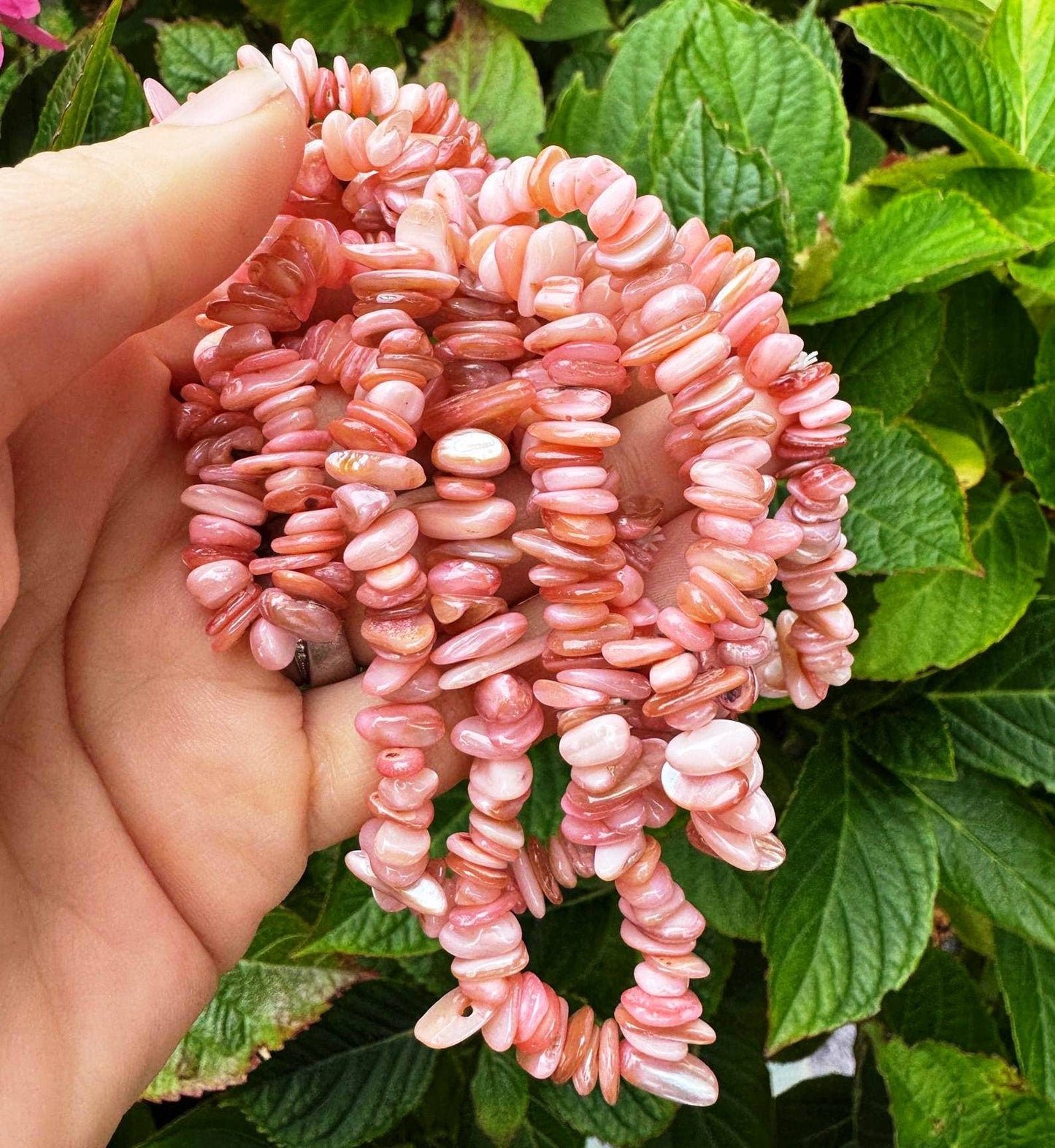 Crystal chip bracelet stretch bracelet gemstone jewelry elf: Rose Quartz