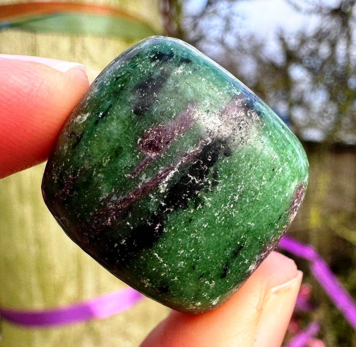 Ruby Zoisite tumble 15-25mm gems polished ruby tumble stones