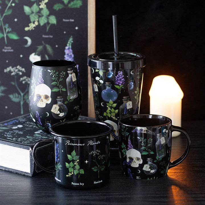Venom & Vines Gothic Skull Print Stemless Glass