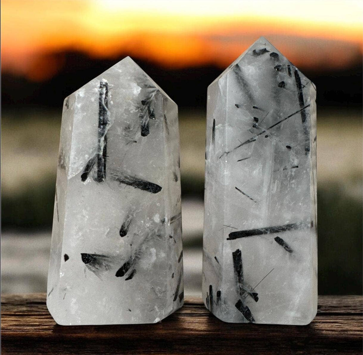 Tourmalinated Quartz Tower with Black Tourmaline: Product Only
