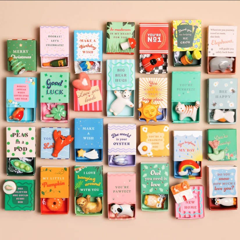 Tiny Matchbox Ceramic Tokens: Cat