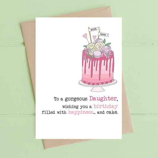 Daughter - birthday happiness and cake - Greetings Card