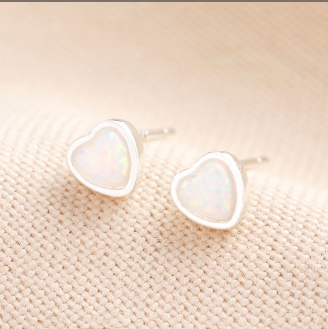 Opal Sterling Silver Hearts