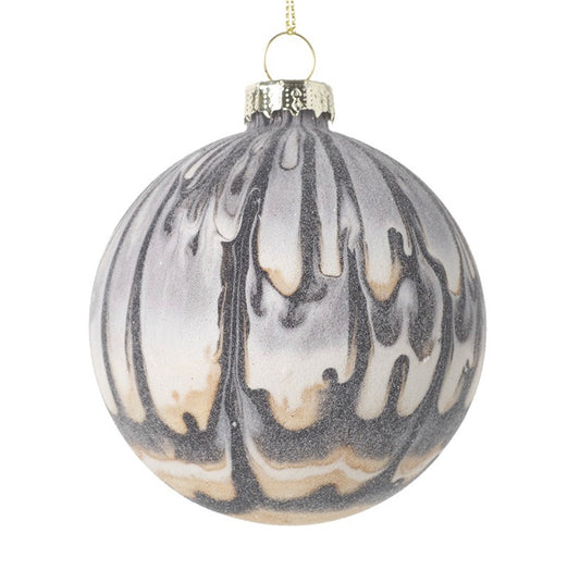 Taupe Marble Effect Glass Bauble