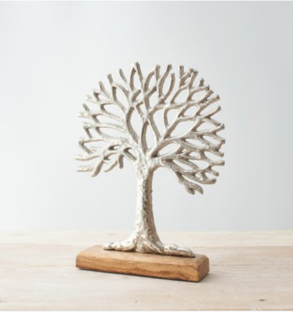 Silvered Tree of Life on a wooden base