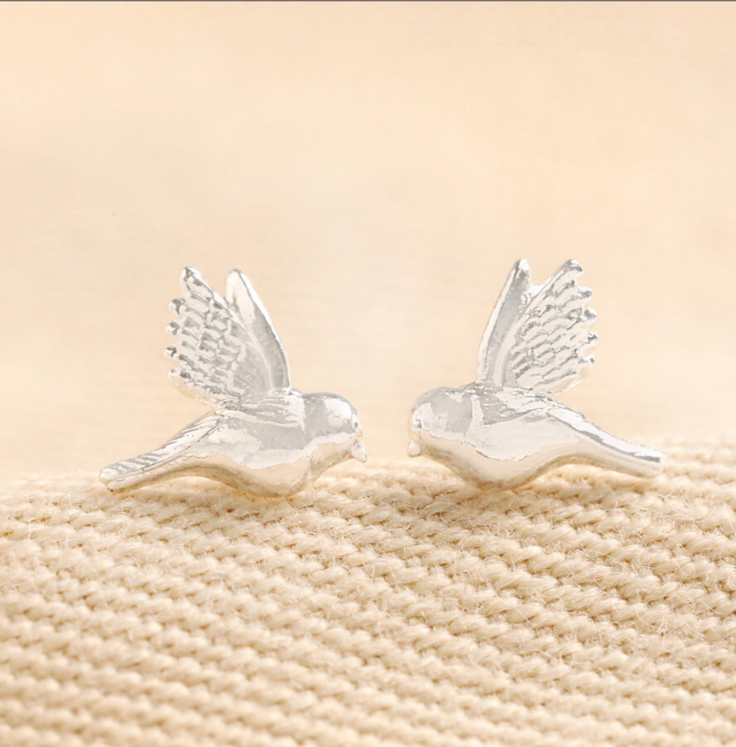 Delicate Bird Silver Earrings