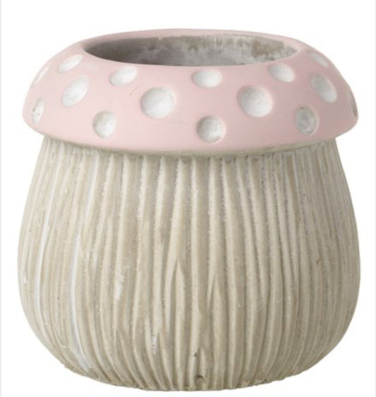 Pink Polka Dot Mushroom Planter