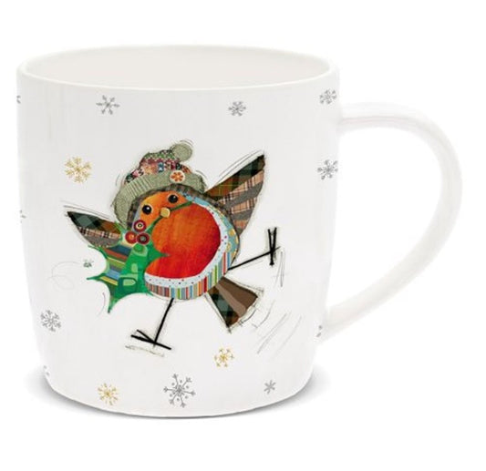 Whimsical Robin Christmas Mug
