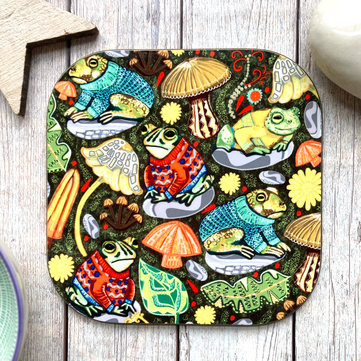Toads In Jumpers Coaster, Toad Pattern, Frog Coaster.