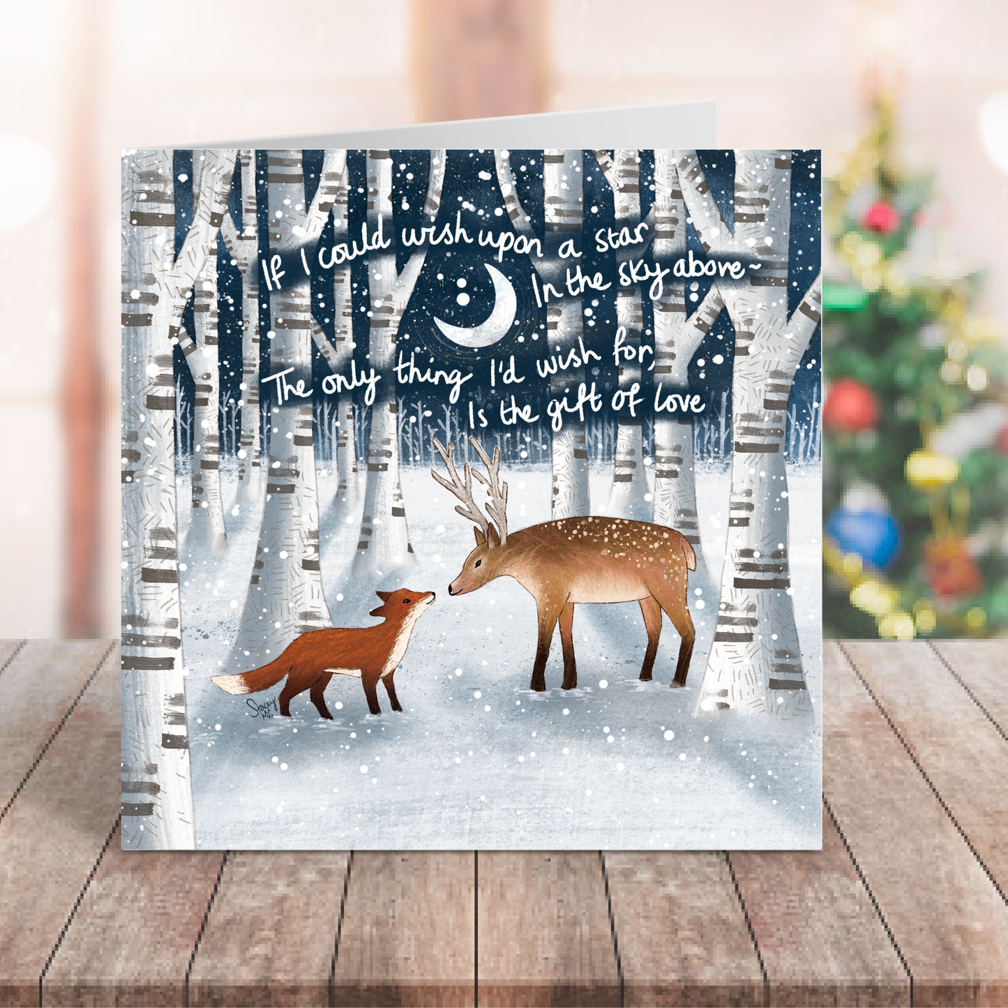 "The Gift Of Love" - Christmas Card by Fox Under The Moon