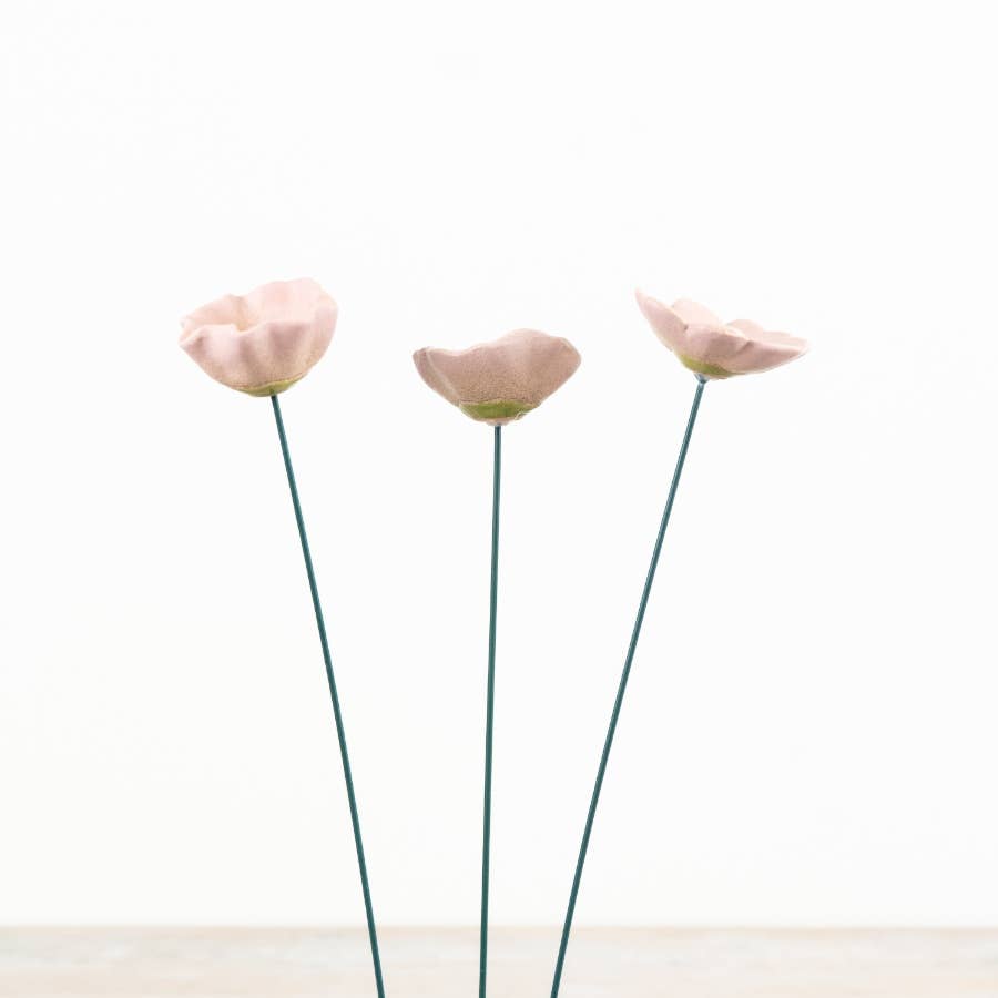 3/A Pink Poppy Flower Stake, 28cm
